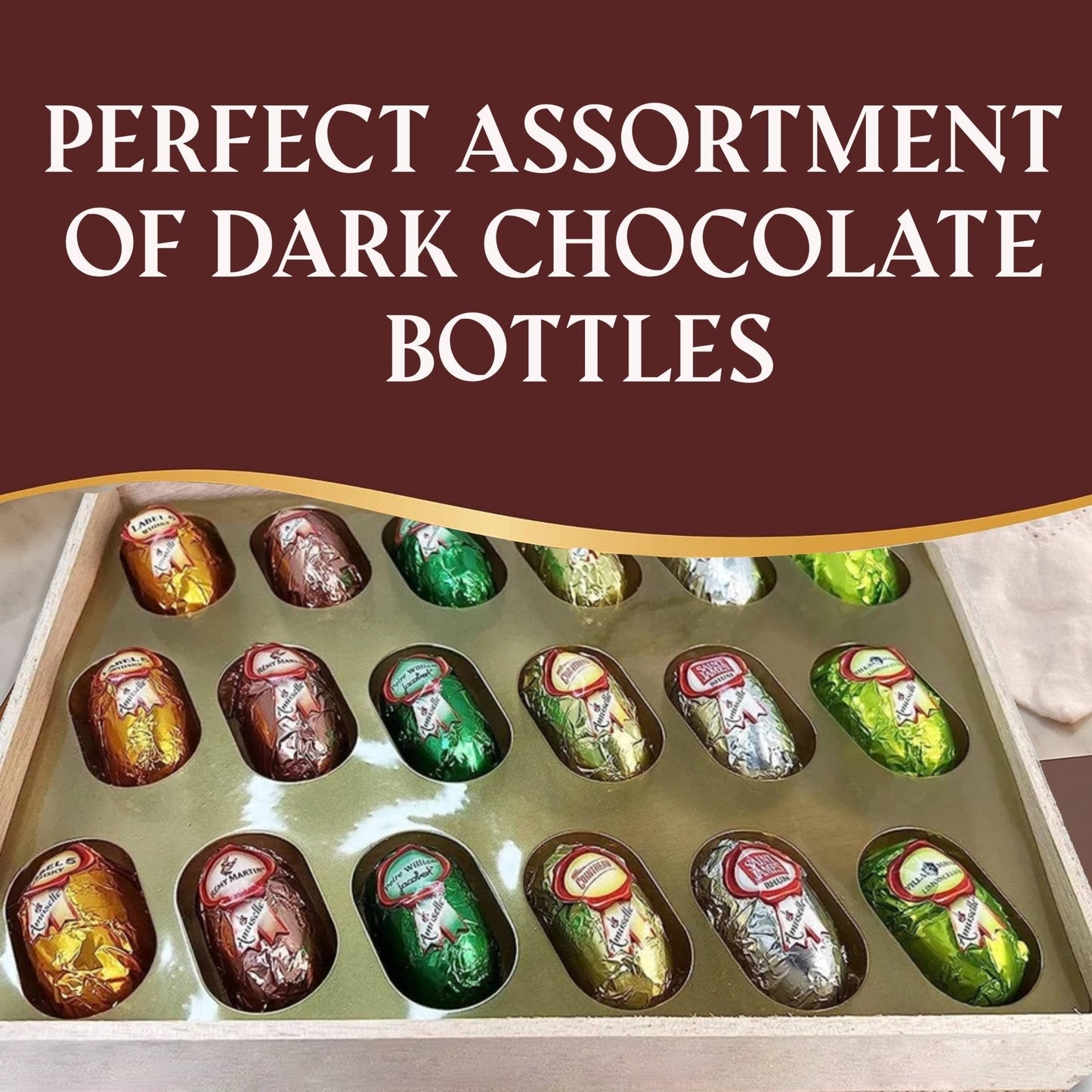 Andy Anand Liquor Filled Chocolate Bottles – Vegan Dark Chocolate ,Beer Flavor, 18 Pcs, Made with 60% Chocolate (Cocoa Butter)