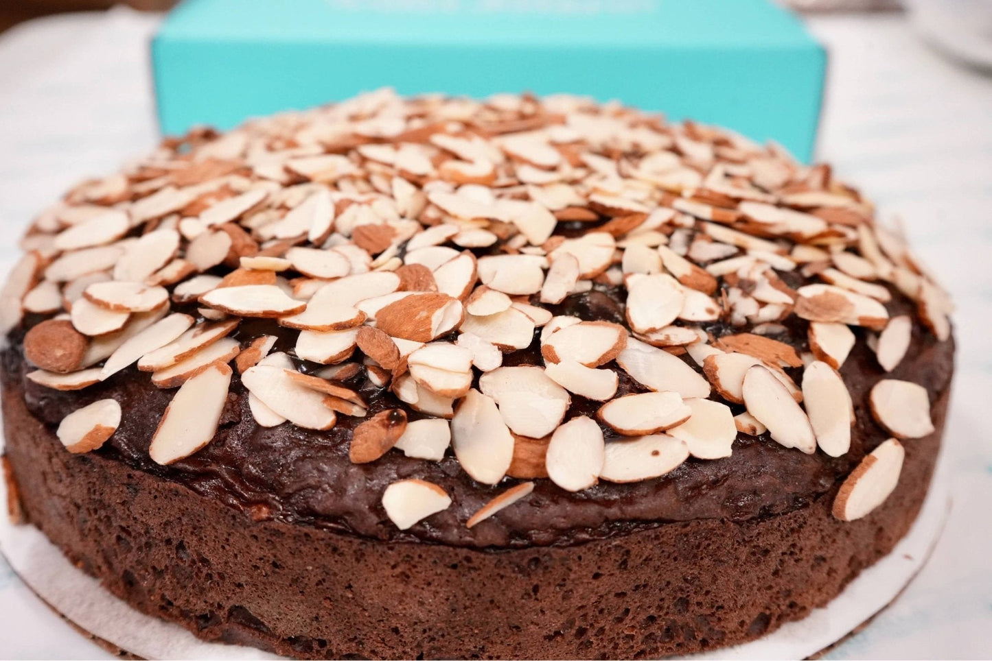 Andy Anand Chocolate Almond Cake, 9-Inch, 2.5 lb – Freshly Crafted, Luxuriously Creamy, Intense Chocolate & Almond Flavor, Birthday Gift Box