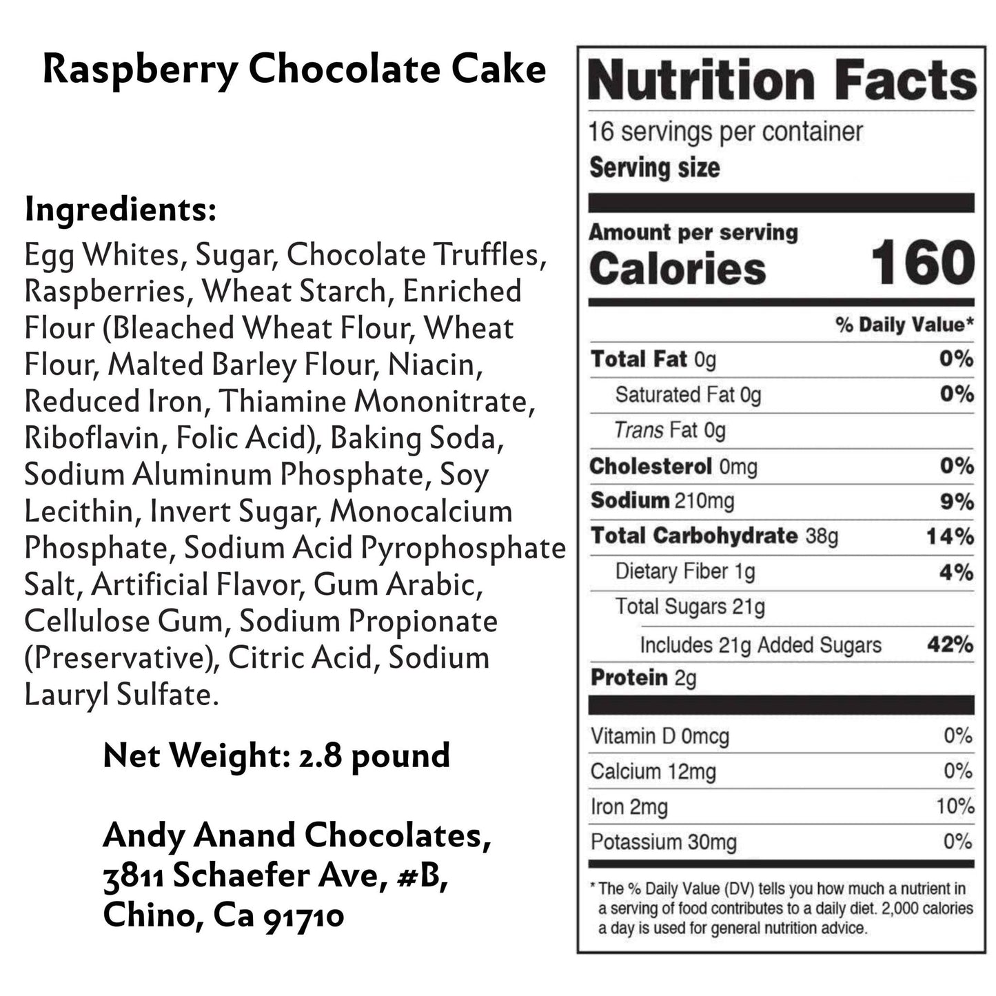 Andy Anand Chocolate Raspberry Cake, 9-Inch, 2.8 lb – Real Chocolate Truffles, Luxuriously Creamy, Birthday, Wedding & Anniversary Gift Box