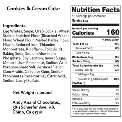 Andy Anand's 9" Cookies & Cream Cake: Luxurious, Handcrafted Delight - Perfect Bakery Dessert, Taste the Difference from Ordinary Cakes!