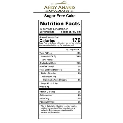 Andy Anand Sugar Free Chocolate Almond Cake Sweetened with Stevia, Guilt Free Sweetness In No Sugar Added Cakes From Bakery (2.5 lbs)