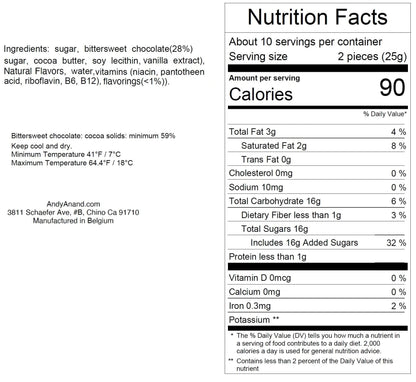 Andy Anand Non Alcoholic Vegan Chocolate – Vegan Dark Chocolates, 18 Pieces, Six Unique Flavors, Crafted with 60% Cocoa Butter