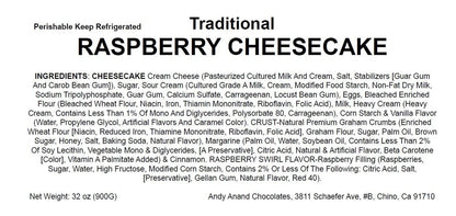 Andy Anand Raspberry White Chocolate Cheesecake, 9-Inch, 2 lb – Traditional Recipe, All-Natural, Birthday, Valentine's & Christmas Gift