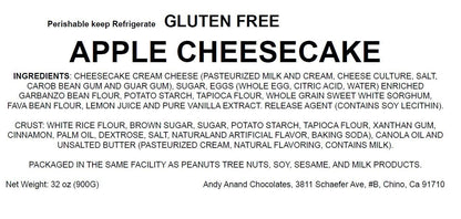 Andy Anand Gluten-Free Apple Cheesecake, 9-Inch, 2 lb – Freshly Baked, California Cream Cheese, No Preservatives, Birthday & Holiday Gift