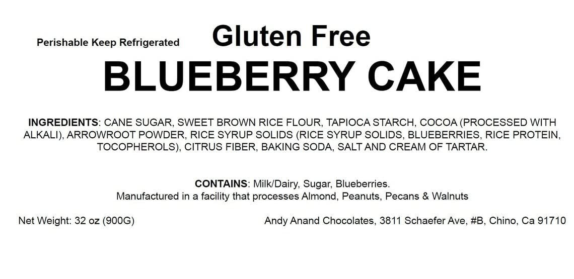 Andy Anand Gluten Free Blueberry Cake 9" - Decadent Cake for Dessert Lovers, Order Now and Taste the Difference (2.8 lbs)
