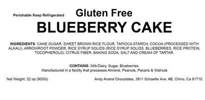 Andy Anand Gluten Free Blueberry Cake 9" - Decadent Cake for Dessert Lovers, Order Now and Taste the Difference (2.8 lbs)