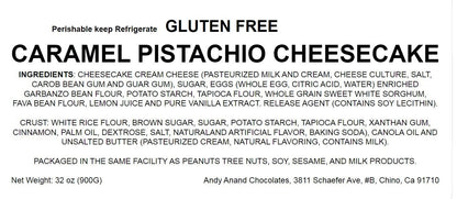 Andy Anand Gluten Free Caramel Pistachios Cheesecake 9" - Made Fresh In Traditional Way, Gluten Free Bakery Cheesecake Near Me (2 lbs)