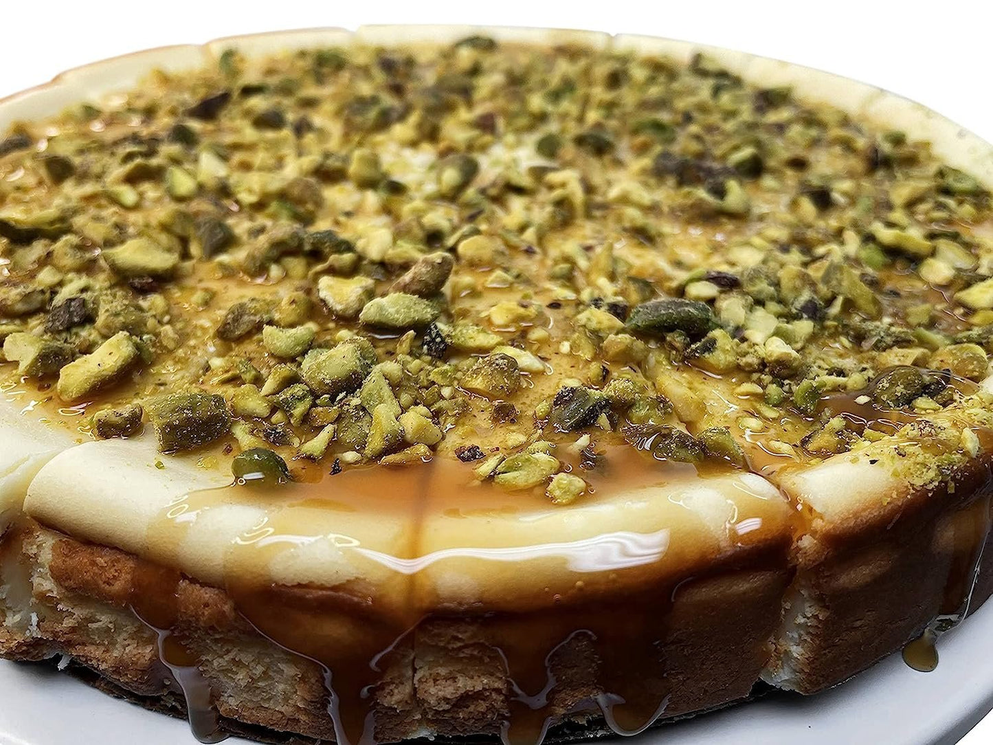 Andy Anand Gluten Free Caramel Pistachios Cheesecake 9" - Made Fresh In Traditional Way, Gluten Free Bakery Cheesecake Near Me (2 lbs)
