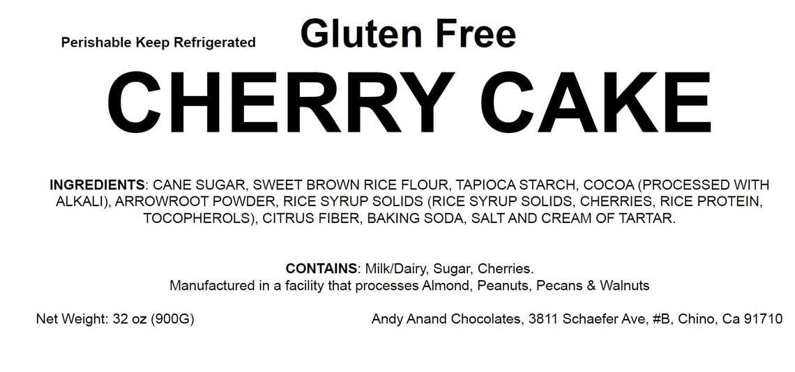 Andy Anand Gluten Free Cherry Cake 9" - Amazing-Delicious-Decadent Indulge in Freshly Baked Cakes From Bakery (2.9 lbs)
