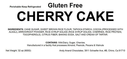 Andy Anand Gluten-Free Cherry Cake, 9-Inch, 2.9 lb – Freshly Baked, All-Natural, No Preservatives, Ideal Gourmet Birthday & Holiday Gift Box