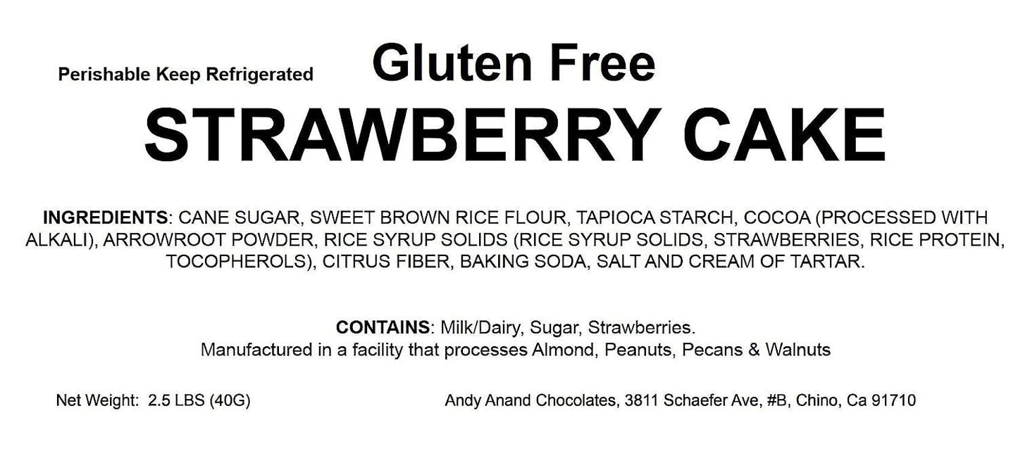Andy Anand Gluten Free Chocolate Strawberry Cake 9" - Rich Moist And Decadent Cake for Dessert Lovers (2.5 lbs)