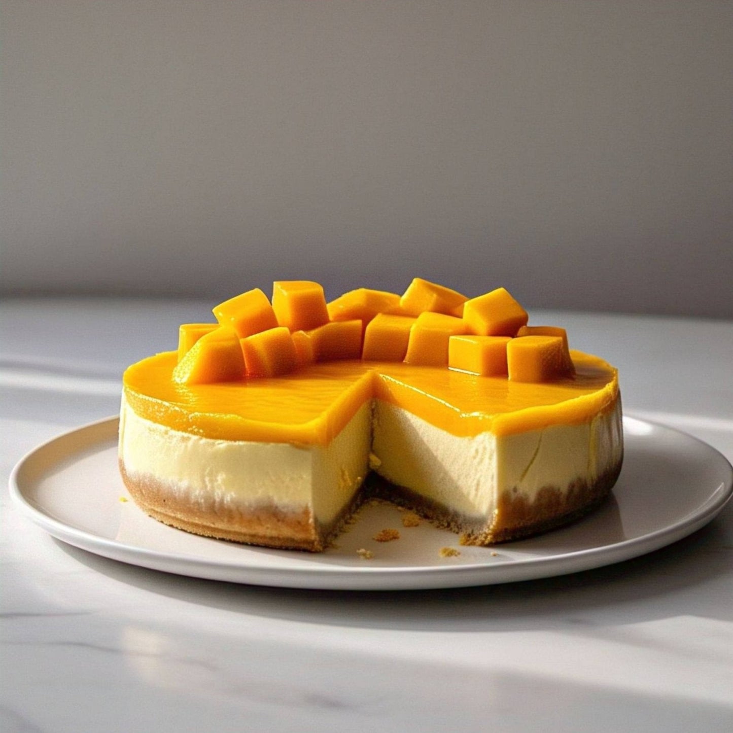 Andy Anand Mango Cheesecake 9" - Made in Traditional Way - Melt-in-Your-Mouth, Cheese Cake Delivery with Real Home Made Taste (2 lbs)