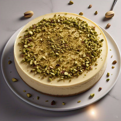 Andy Anand Sugar Free Gluten Free Caramel Pistachios Cheesecake 9" - No Chemicals Preservatives, Delightful Creamy Nutty Taste, Best Diabetic Friendly Cheesecake Near Me For Celebrations & Dessert Lovers (2.6 lbs)