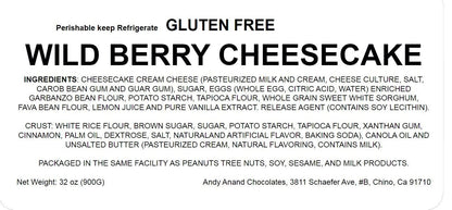 Andy Anand Gluten-Free Wild Berry Cheesecake, 9-Inch, 2.8 lb – Freshly Baked, Real California Cream Cheese, All-Natural, Birthday Gift Box