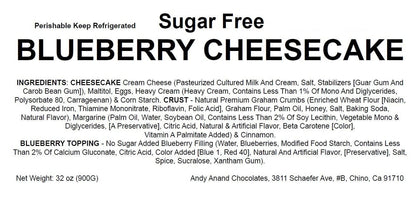 Andy Anand Sugar-Free Blueberry Cheesecake, 9-Inch, 2.6 lb – Diabetic-Friendly, California Cream Cheese, Traditional NY-Style, Birthday Gift