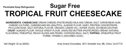 Andy Anand Sugar-Free Tropical Fruit Cheesecake, 9-Inch, 2.6 lb – Diabetic-Friendly, California Cream Cheese, No Added Sugar, Birthday Gift