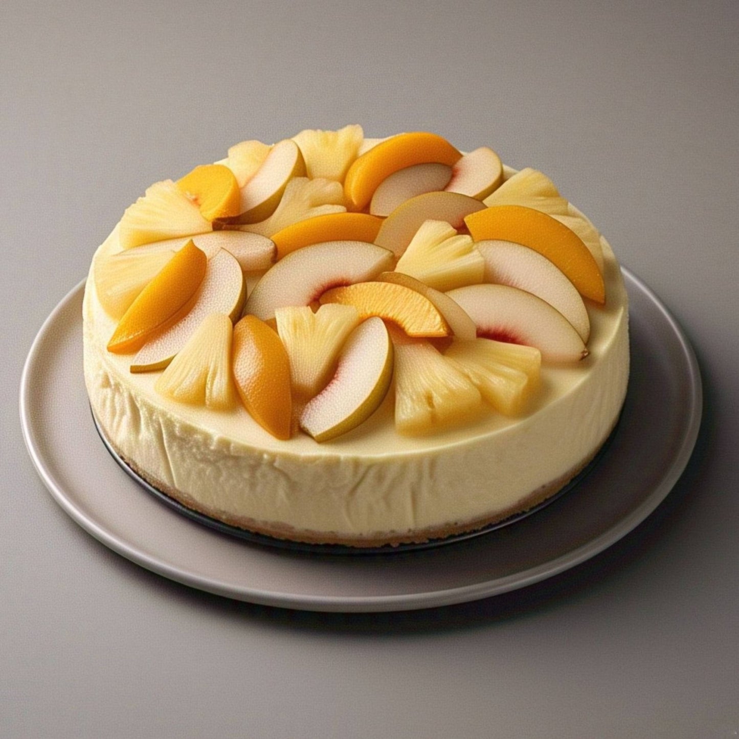 Andy Anand Tropical Fruit Cheesecake, 9-Inch, 2 lb – Pineapple, Pears & Peach Glaze, NY-Style, Real California Cream Cheese Gift Box