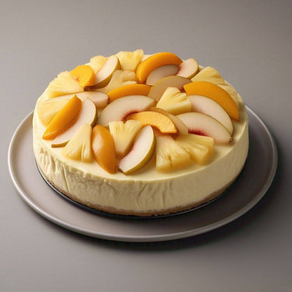 Andy Anand Tropical Fruit Cheesecake, 9-Inch, 2 lb – Pineapple, Pears & Peach Glaze, NY-Style, Real California Cream Cheese Gift Box