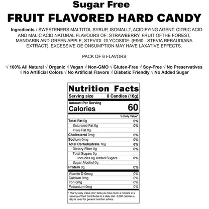 Andy Anand Sugar-Free & Gluten-Free Fruit Flavored Hard Candy, 85 pc, 7 oz – Made in Italy, Stevia Sweetened, Keto & Diabetic-Friendly Gift
