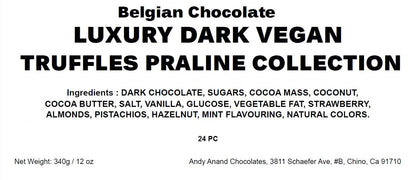 Andy Anand Luxury Gluten-Free Vegan Dark Chocolate Truffles Praline Collection – 24 Pcs Gift Box for Holidays & Special Occasions, Made with 60% Chocolate (Cocoa Butter)