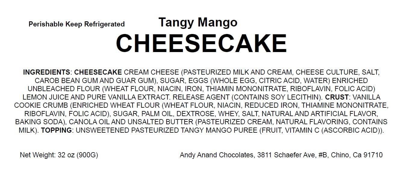 Andy Anand Mango Cheesecake 9" - Made in Traditional Way - Melt-in-Your-Mouth, Cheese Cake Delivery with Real Home Made Taste (2 lbs)