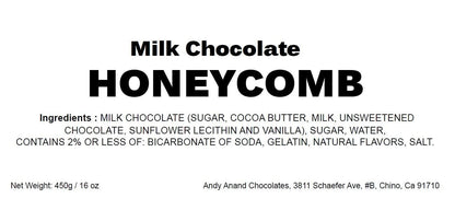 Andy Anand Dark Chocolate Honeycomb, 2 lb – Gourmet Vegan Candy, Handcrafted Crunchy Toffee-Style Chocolate Gift Box for Special Occasions