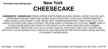 Andy Anand Luxurious New York Style Cheesecake 9" | Handcrafted, Freshly Baked, The Best Cheesecake - Made with Fresh Ingredients and Love (2 lbs)