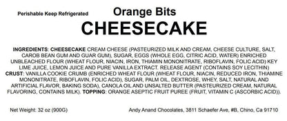 Andy Anand Orange Cheesecake with bits of Orange, 9" Made in Traditional Way, Amazing Bakeries with Freshly Baked Cheesecake Delivery - 2 lbs