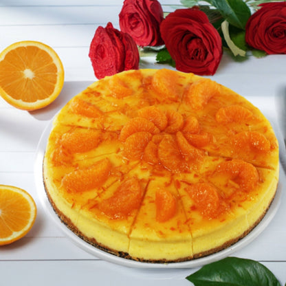 Andy Anand Orange Cheesecake with bits of Orange, 9" Made in Traditional Way, Amazing Bakeries with Freshly Baked Cheesecake Delivery - 2 lbs