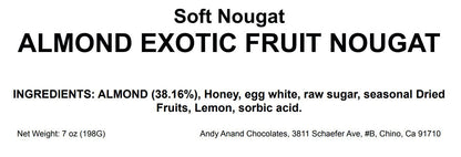 Andy Anand Roasted Almond Fruit Nougat - Soft Exotic Fruit Nougat Brittle, 22 bite-sized, Traditional European Turron - A Delicious and Traditional Treat – 7 Oz