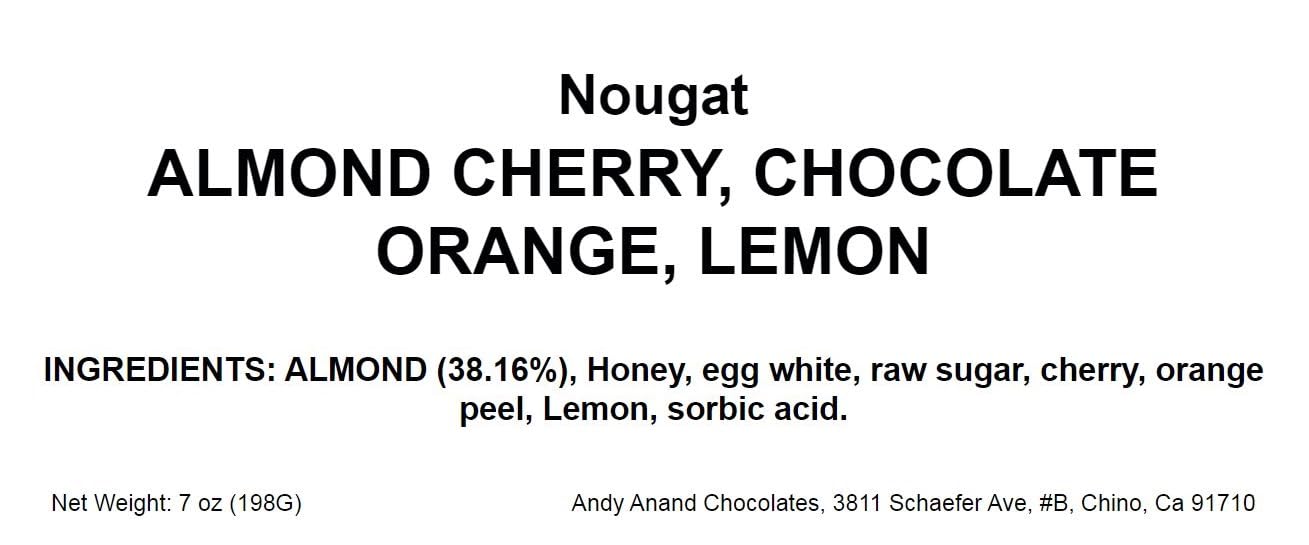 Andy Anand Roasted Almond Nougat Turron Candy-Brittle & Soft Nougat with Cherry, Chocolate Orange & Lemon, 20 bite-sized Turron Candy - A Traditional Spanish Treat - 7 Oz