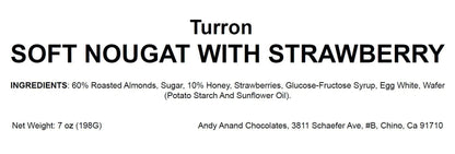 Andy Anand Gluten Free Strawberry Nougat - Soft Brittle, Turron from Spain - Irresistible Taste, Traditional European Turron – 7 Oz