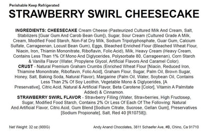 Andy Anand Strawberry Swirl Cheesecake 9" - Decadent Dessert No Bake Required Homemade Cheese Cakes Gift (3.4 lb)