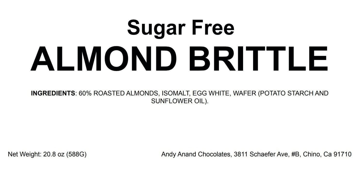 Andy Anand Sugar Free Almond Brittle Nougat -Turron, Gluten Free, Crunchy, European Sugar Free Turron Taste in Every Bite, Made in Europe