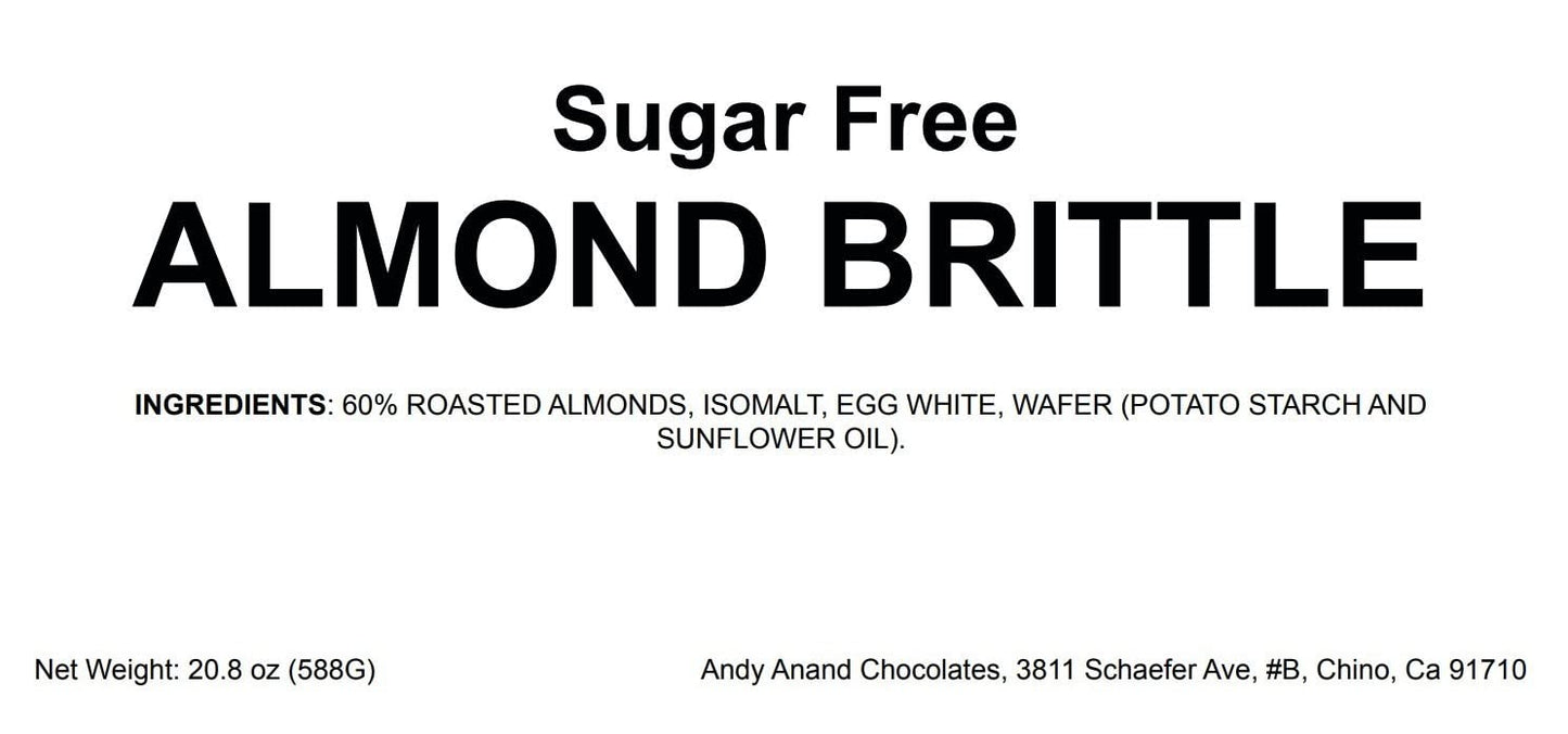 Andy Anand Chocolatier Sugar & Gluten Free Almond Brittle Nougat - Made in Europe Gluten Free Diabetic Friendly Nougat Candy, Unforgettable Flavor,Bite With Italian Nougat Brittle (7 Oz)