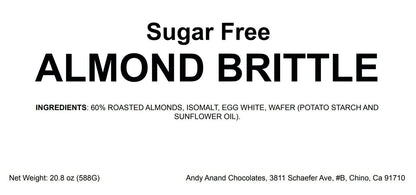 Andy Anand Chocolatier Sugar & Gluten Free Almond Brittle Nougat - Made in Europe Gluten Free Diabetic Friendly Nougat Candy, Unforgettable Flavor,Bite With Italian Nougat Brittle (7 Oz)