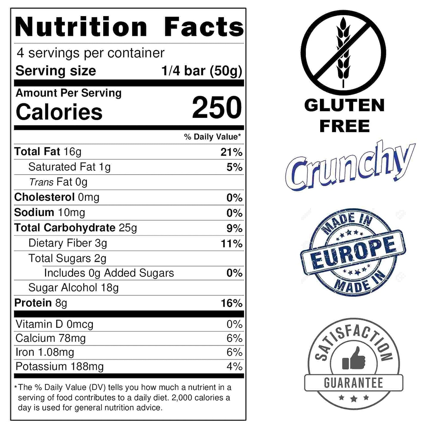 Andy Anand Chocolatier Sugar & Gluten Free Almond Brittle Nougat - Made in Europe Gluten Free Diabetic Friendly Nougat Candy, Unforgettable Flavor,Bite With Italian Nougat Brittle (7 Oz)