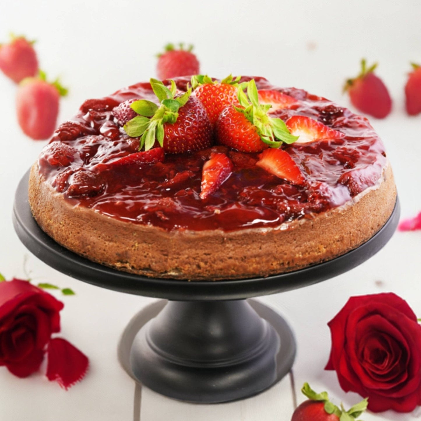 Andy Anand Sugar Free Chocolate Strawberry Cheesecake 9" with Real Chocolate Truffles: Unforgettable Taste, Best Cheese Cake For Celebrations & Diabetic Dessert Lovers (2.8 lbs)