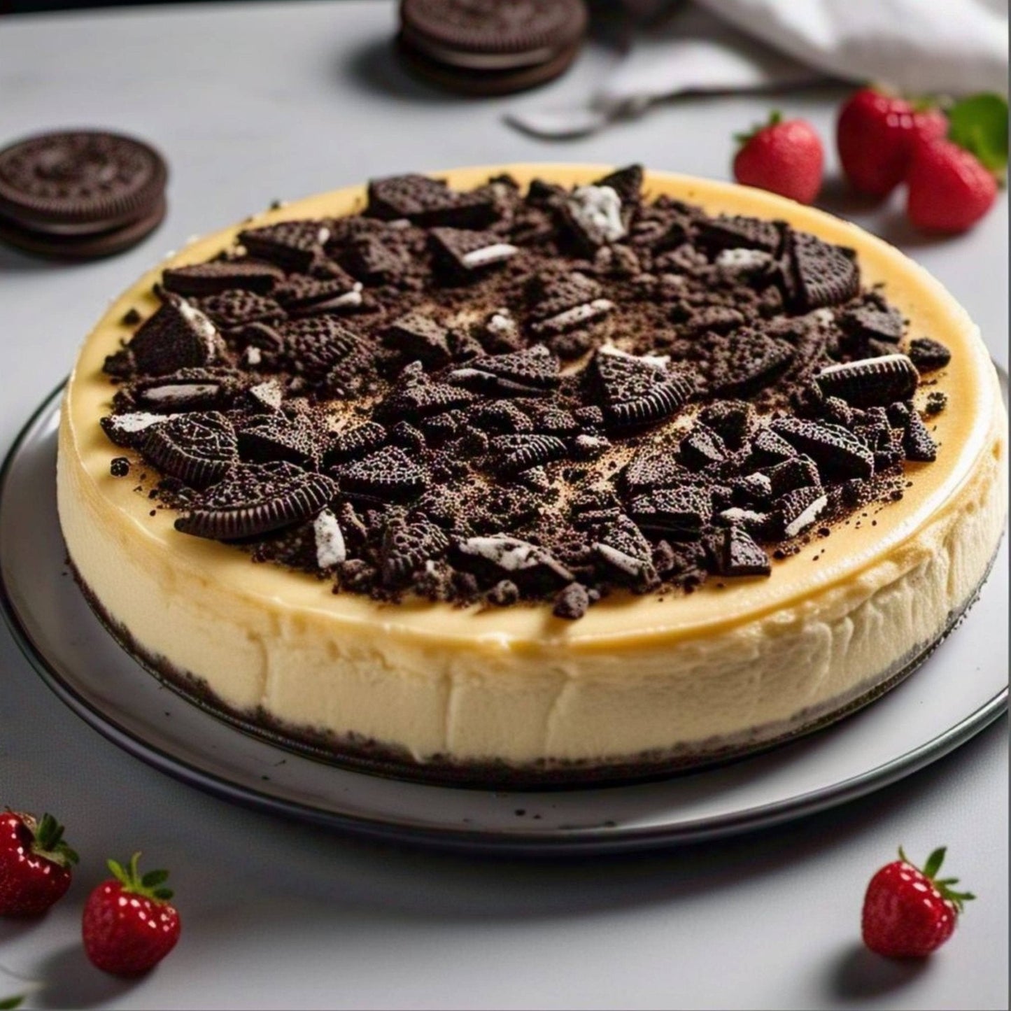 Andy Anand Sugar Free Cookies & Cream Cheesecake - Deliciously Fresh Cream, Best Cheese Cake Near Me For Anniversaries Celebrations & Dessert Lovers (2 lbs)