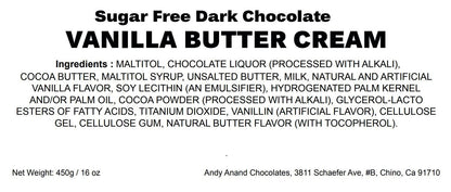 Andy Anand Sugar Free Vanilla Butter Cream Chocolate 1 lbs "Indulge in Rich Dark Chocolate Delights" Dark Chocolate No Sugar Added - A Delicious and Healthy Option