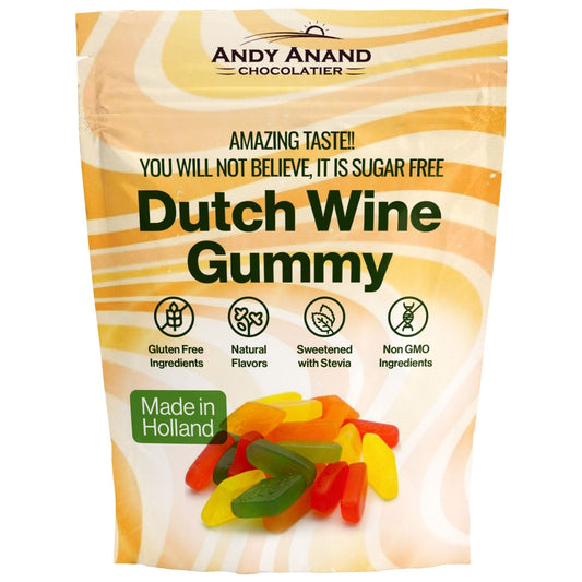 Andy Anand Sugar Free Dutch Wine Gummy: Irresistible Fruity Flavors, Flown in from Holland, Gluten Free, Imported No Sugar Added Candy - Delicious and Healthy 7 Oz
