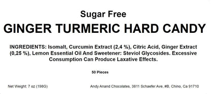 Andy Anand Sugar Free Ginger Turmeric Hard Candy – 50 Pcs (7 Oz) | Gluten-Free, Low Calorie, Keto & Vegan Friendly | European Gourmet Confection for Healthy Snacking & Wellness
