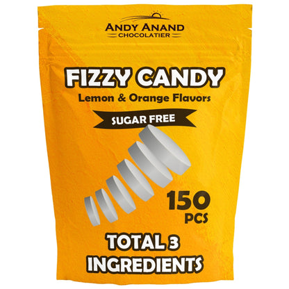 Andy Anand Sugar Free Fizzy candy Lemon & Orange Flavors: 300 Pcs, Italian candy, Effervescent, Delicious & Refreshing, Ideal for Keto, Vegan, Imported Candy 7 Oz