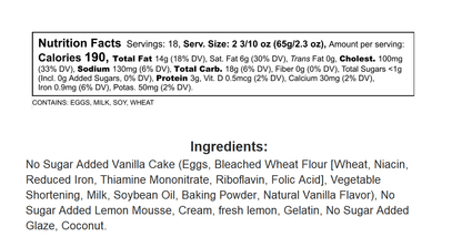 Andy Anand Lemon Mousse Cake Sugar Free Coconut Bakery Dessert (3 lbs)