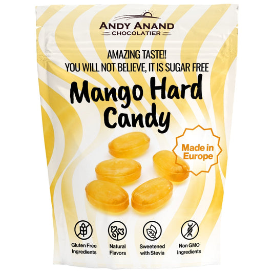 Andy Anand Sugar Free Mango Candy | Indulgent Tropical Flavor, Sweetened with Stevia | European-Made, individually wrapped, Imported Delicious Hard Candy 7 Oz