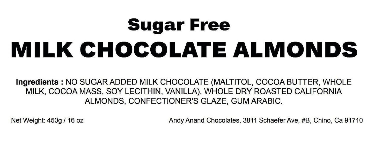 Andy Anand Sugar Free Almond Milk Chocolate, California Almonds,Delectable & Delicious Gift Boxed (1 lbs), Milk Chocolate No Sugar Added - A Delicious and Healthy Option