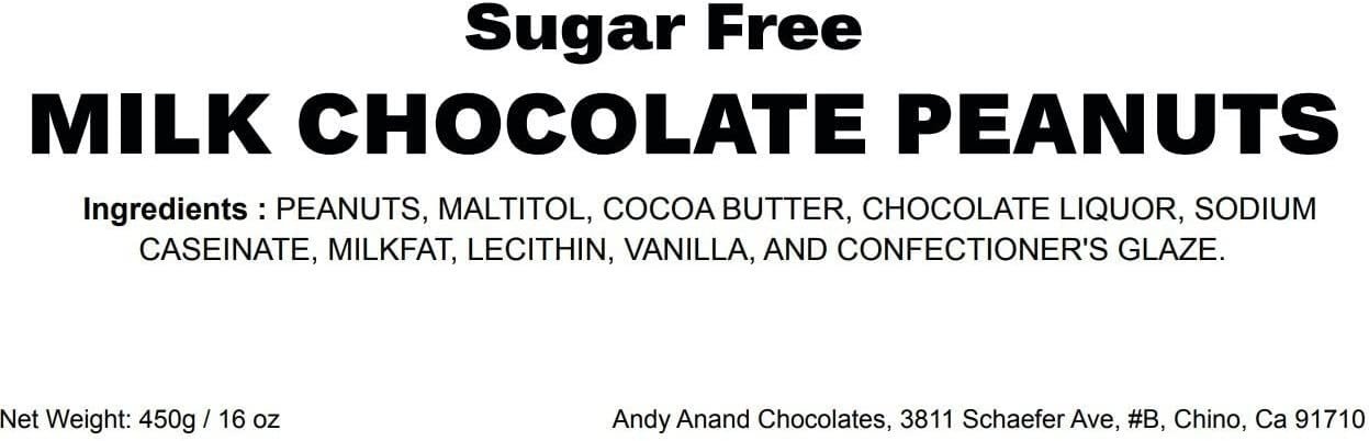Andy Anand Sugar-Free Milk Chocolate Peanut – 1 lb, Decadent & Delicious, 60% Cocoa Butter, Healthy Treat