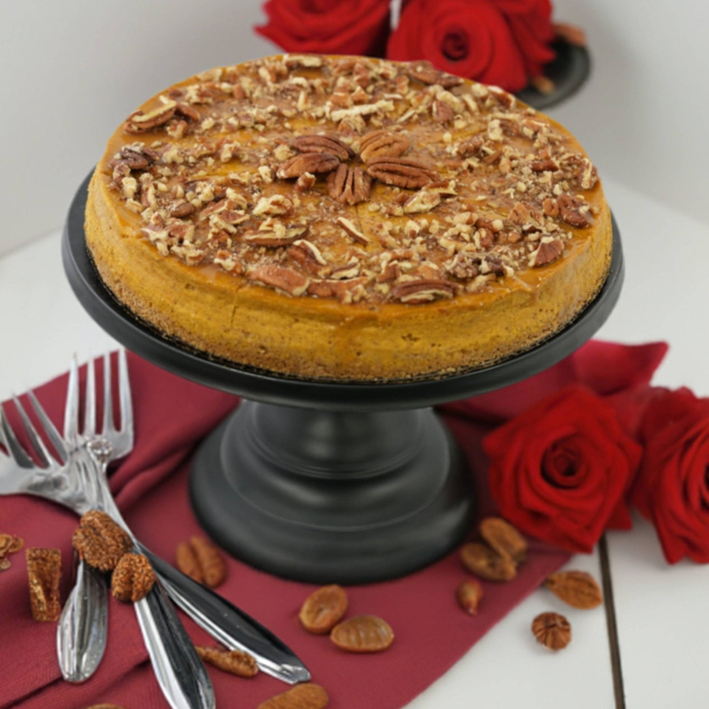 Andy Anand Sugar Free Pumpkin Pecan Cheesecake: Made with Pecans, Fresh Eggs & Cream, Soft Moist, Best Cheese Cake For Anniversary Celebrations & Dessert Lovers (2.4 lbs)