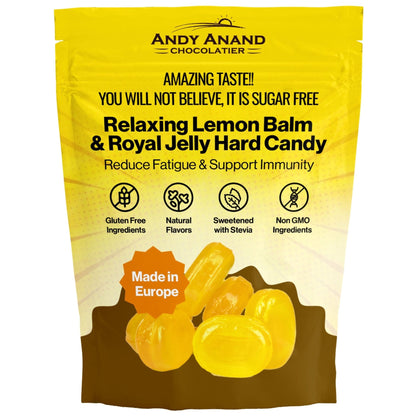 Andy Anand Sugar Free Lemon Candy - Relaxing Lemon Balm & Royal Jelly Hard Candy: Reduce Fatigue & Support Immunity. Imported from Europe, Sugar Free Treats for Diabetics - A Delicious and Healthy Alternative 7 Oz