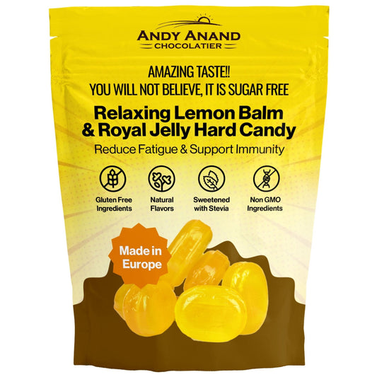 Andy Anand Sugar Free Lemon Candy - Relaxing Lemon Balm & Royal Jelly Hard Candy: Reduce Fatigue & Support Immunity. Imported from Europe, Sugar Free Treats for Diabetics - A Delicious and Healthy Alternative 7 Oz